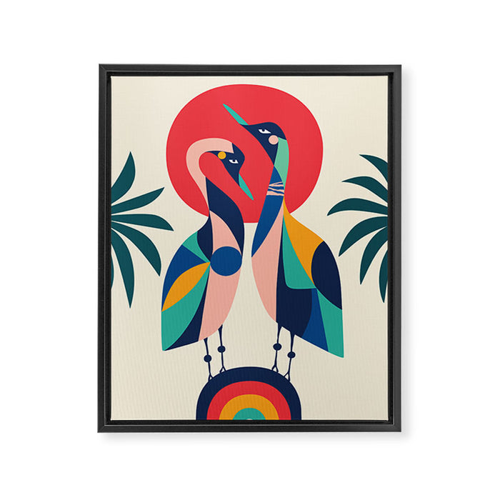 Modern Rainbow Gooses Framed Canvas Print Gallery Image 1
