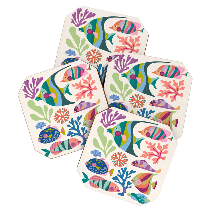 Tropical Fish and Coral Pattern Coaster Gallery Image 1