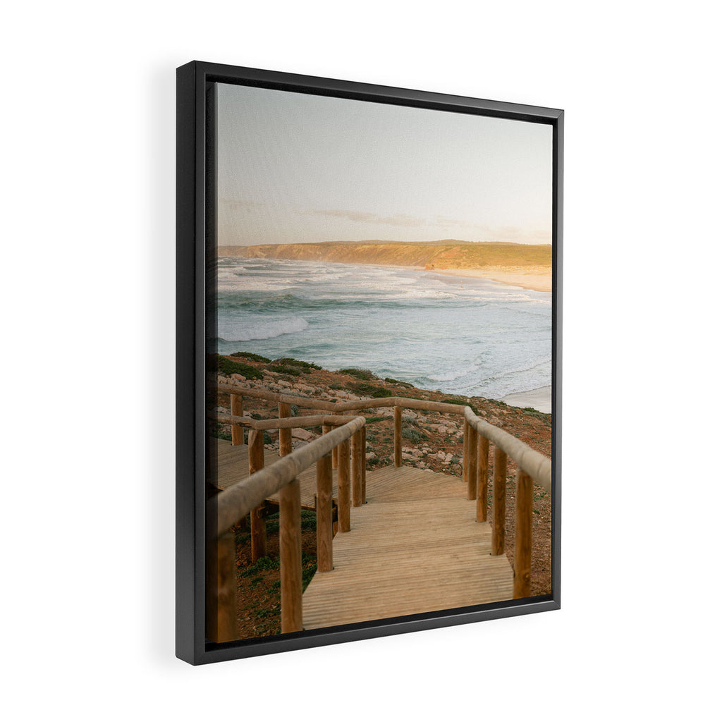 Algarve Stairs to the beach | Portugal Travel Photography Framed Canvas Print Gallery Image 2
