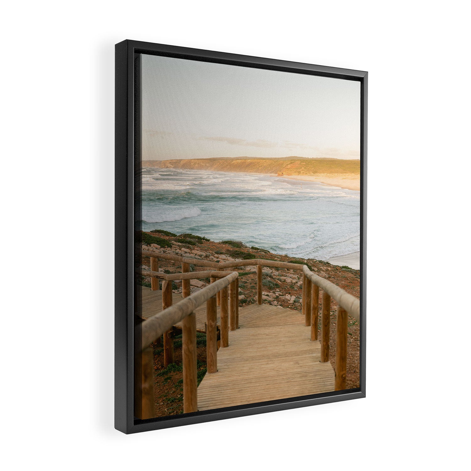Algarve Stairs to the beach | Portugal Travel Photography Framed Canvas Print Gallery Image 2