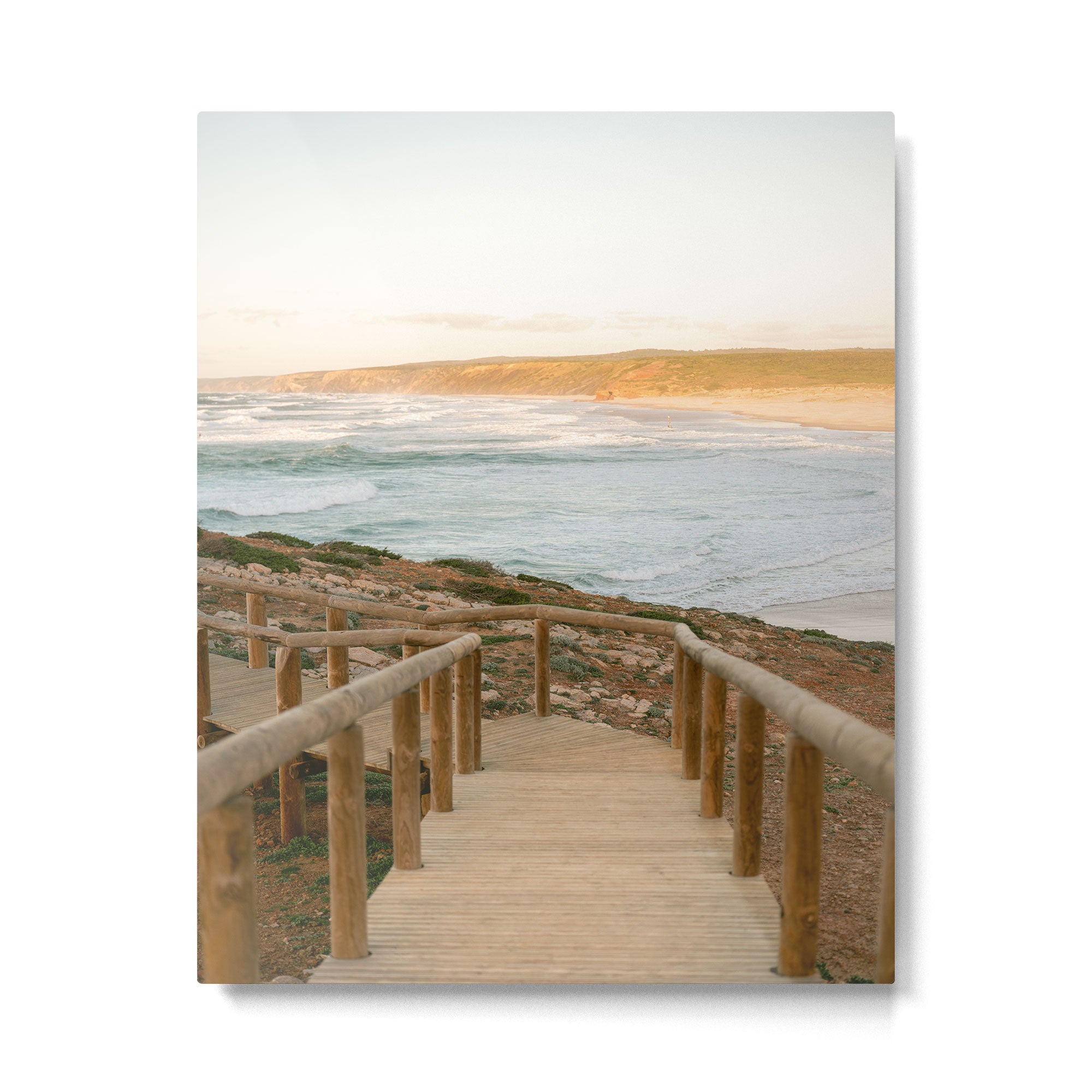 Algarve Stairs to the beach | Portugal Travel Photography Metal Print Gallery Image 4