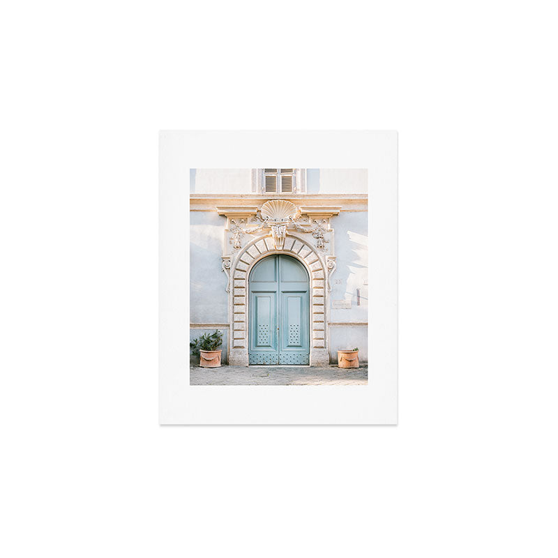 Baby blue Trastevere Rome front door | Italy pastel travel photography | Front door collection Art Print Gallery Image 1