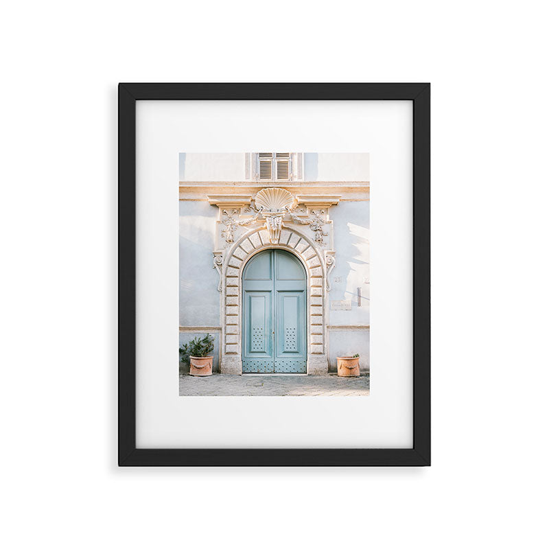 Baby blue Trastevere Rome front door | Italy pastel travel photography | Front door collection Framed Art Print Gallery Image 5