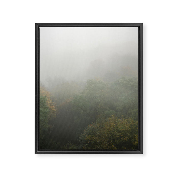Belgium Misty Forest Scene | Atmospheric Nature Photography Framed Canvas Print Gallery Image 1