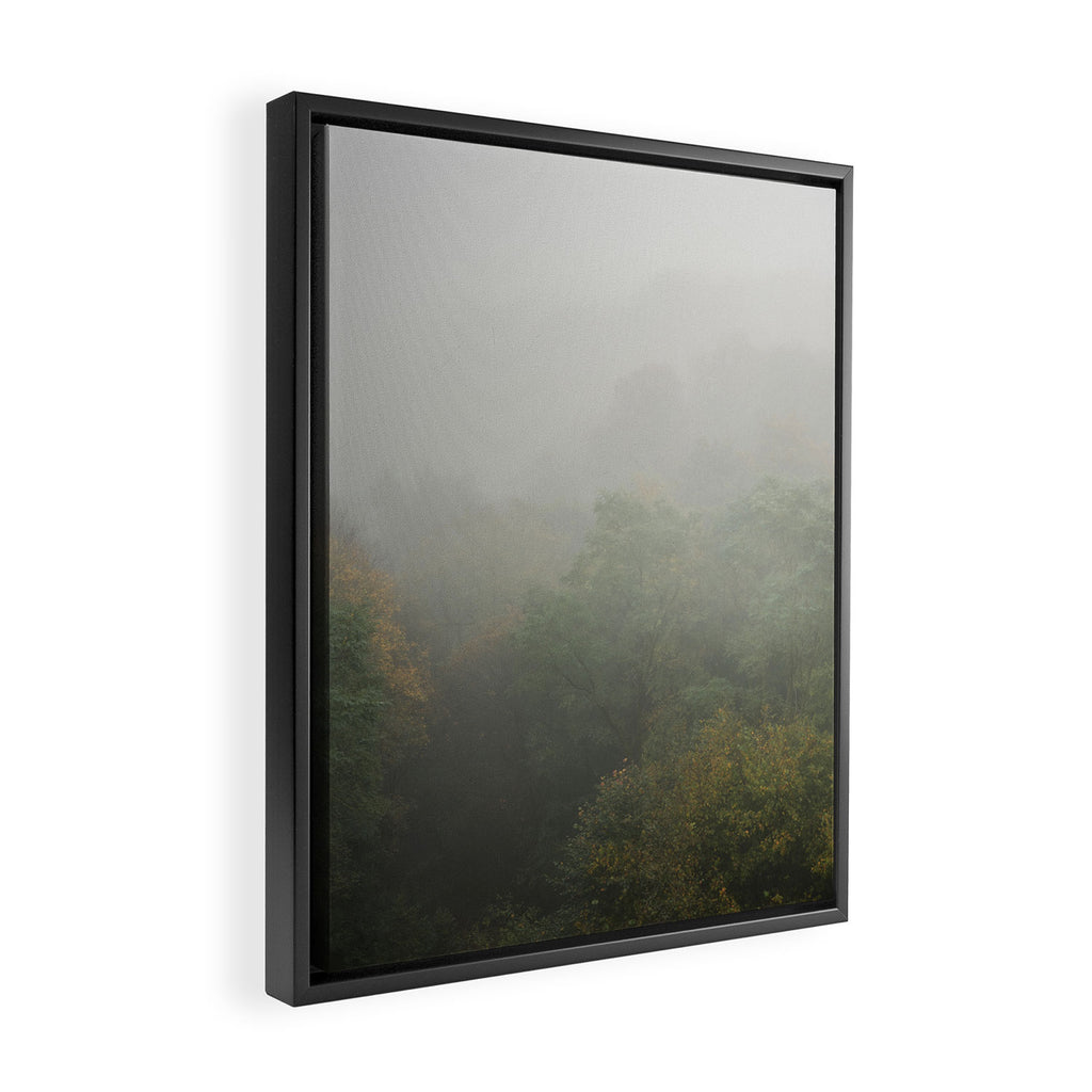 Belgium Misty Forest Scene | Atmospheric Nature Photography Framed Canvas Print Gallery Image 2