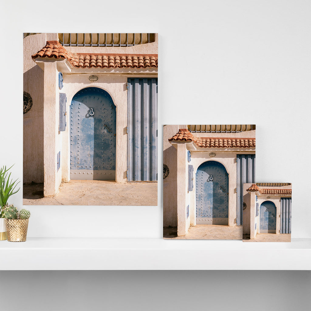 Blue door of Tamraght | Morocco coastal travel photography Canvas Print Gallery Image 3