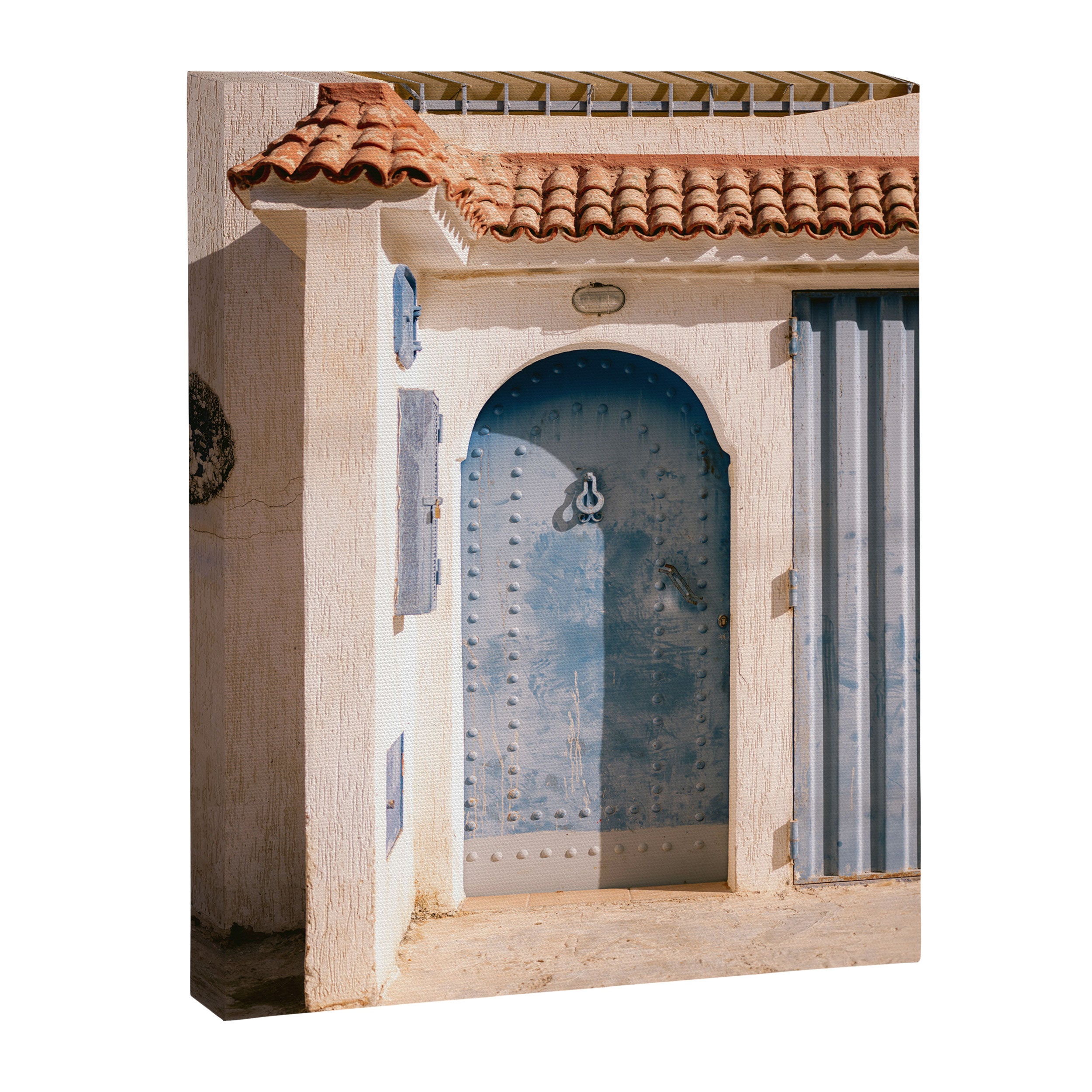 Blue door of Tamraght | Morocco coastal travel photography Canvas Print Gallery Image 3