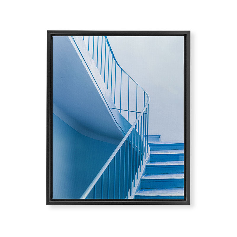 Blue Steps | Architectural Minimalism Framed Canvas Print Gallery Image 6