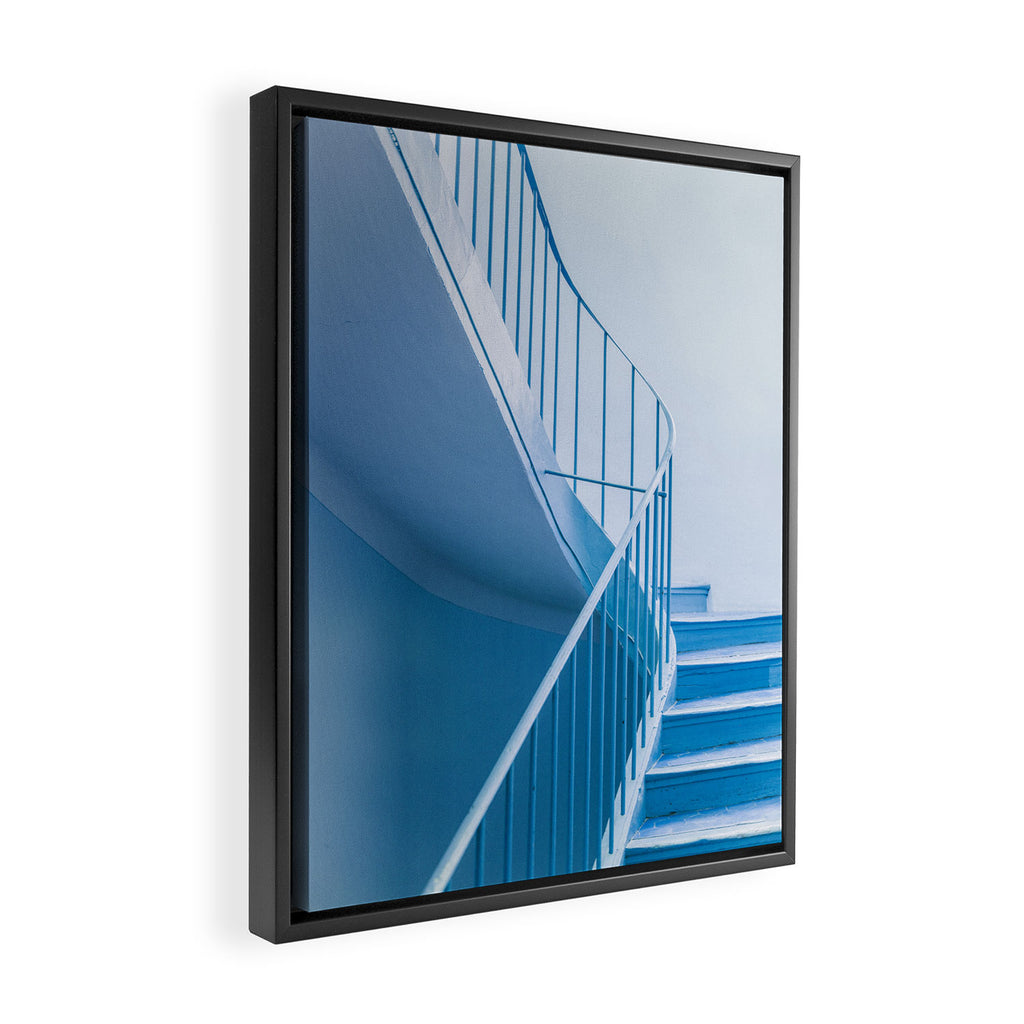 Blue Steps | Architectural Minimalism Framed Canvas Print Gallery Image 2