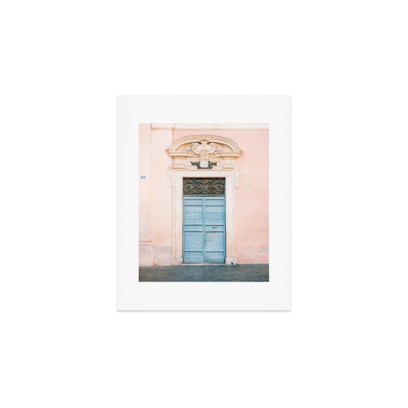 Blue Trastevere Rome front door | Italy pastel travel photography | Front door collection Art Print Gallery Image 1