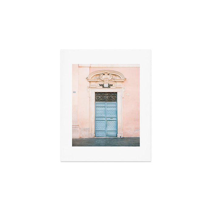 Blue Trastevere Rome front door | Italy pastel travel photography | Front door collection Art Print Gallery Image 1