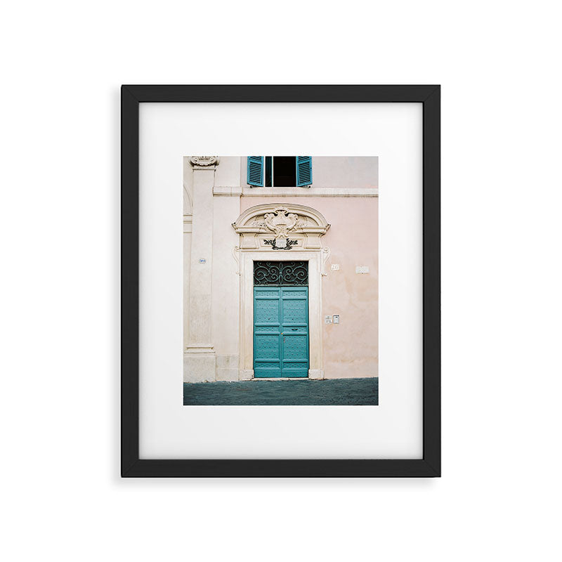 Blue wooden door in Rome | Italy | Wanderlust travel photography pastel Framed Art Print Gallery Image 5