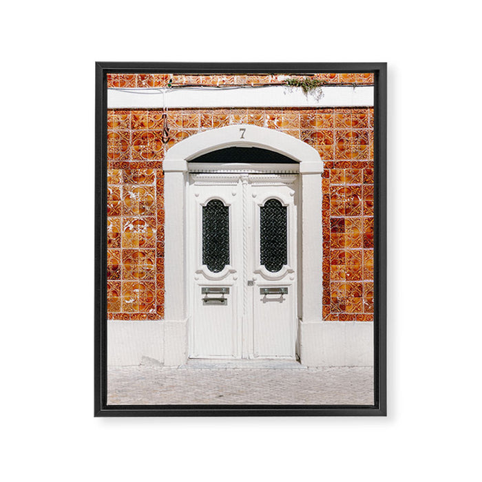 Cascais White Door | Lisbon Portugal fine art travel photography print Framed Canvas Print Gallery Image 1