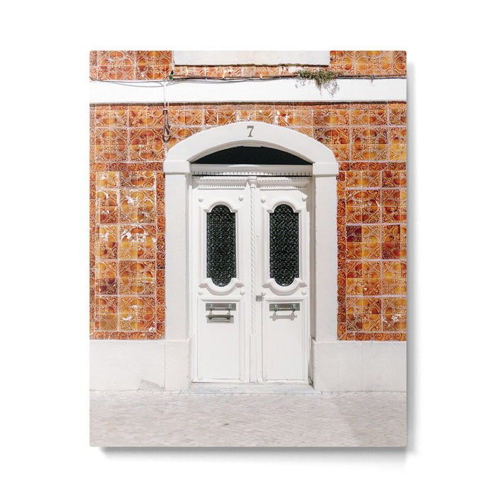 Cascais White Door | Lisbon Portugal fine art travel photography print Metal Print Gallery Image 1