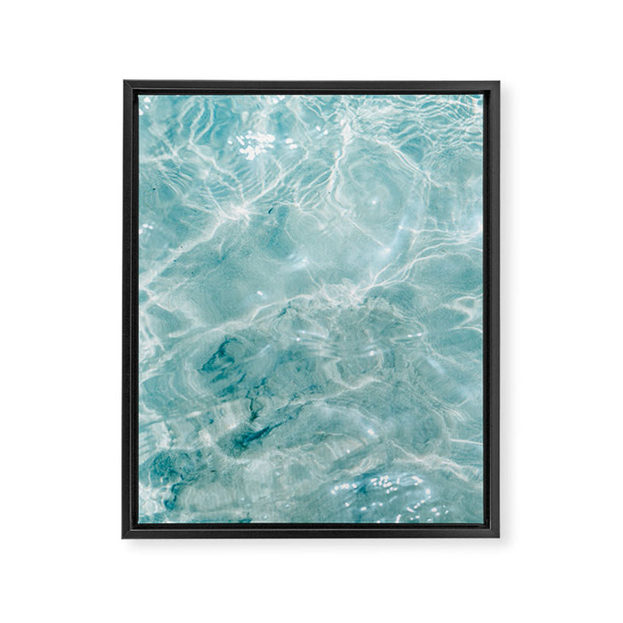 Clear blue water | Colorful ocean photography print | Turquoise sea Framed Canvas Print Gallery Image 1