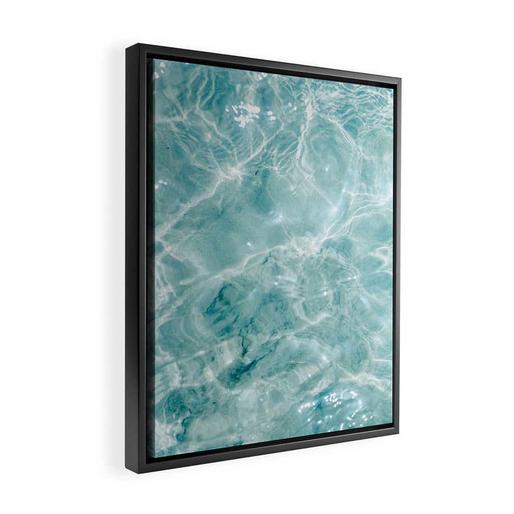 Clear blue water | Colorful ocean photography print | Turquoise sea Framed Canvas Print Gallery Image 2