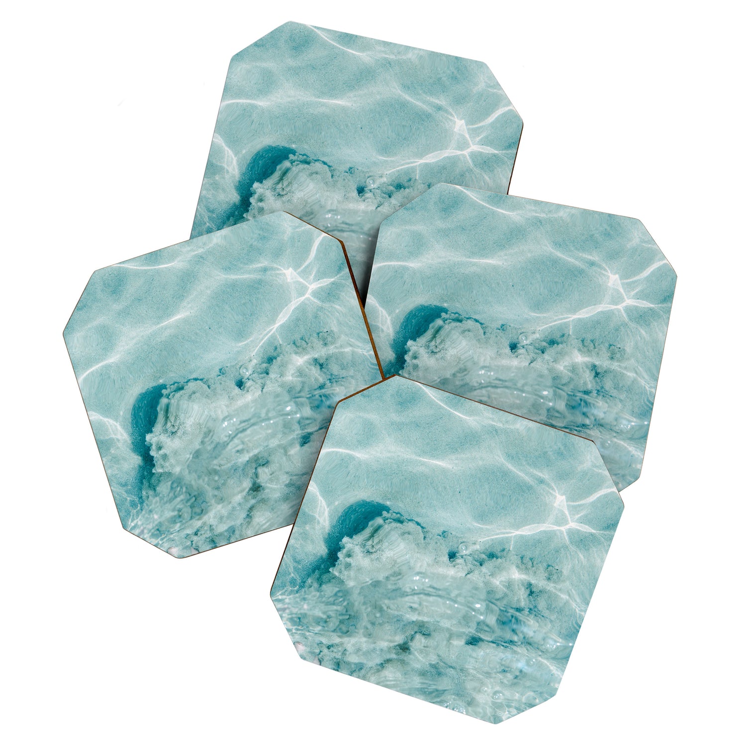 Clear blue water | Colorful ocean photography print | Turquoise sea | Square  Coaster Gallery Image 1