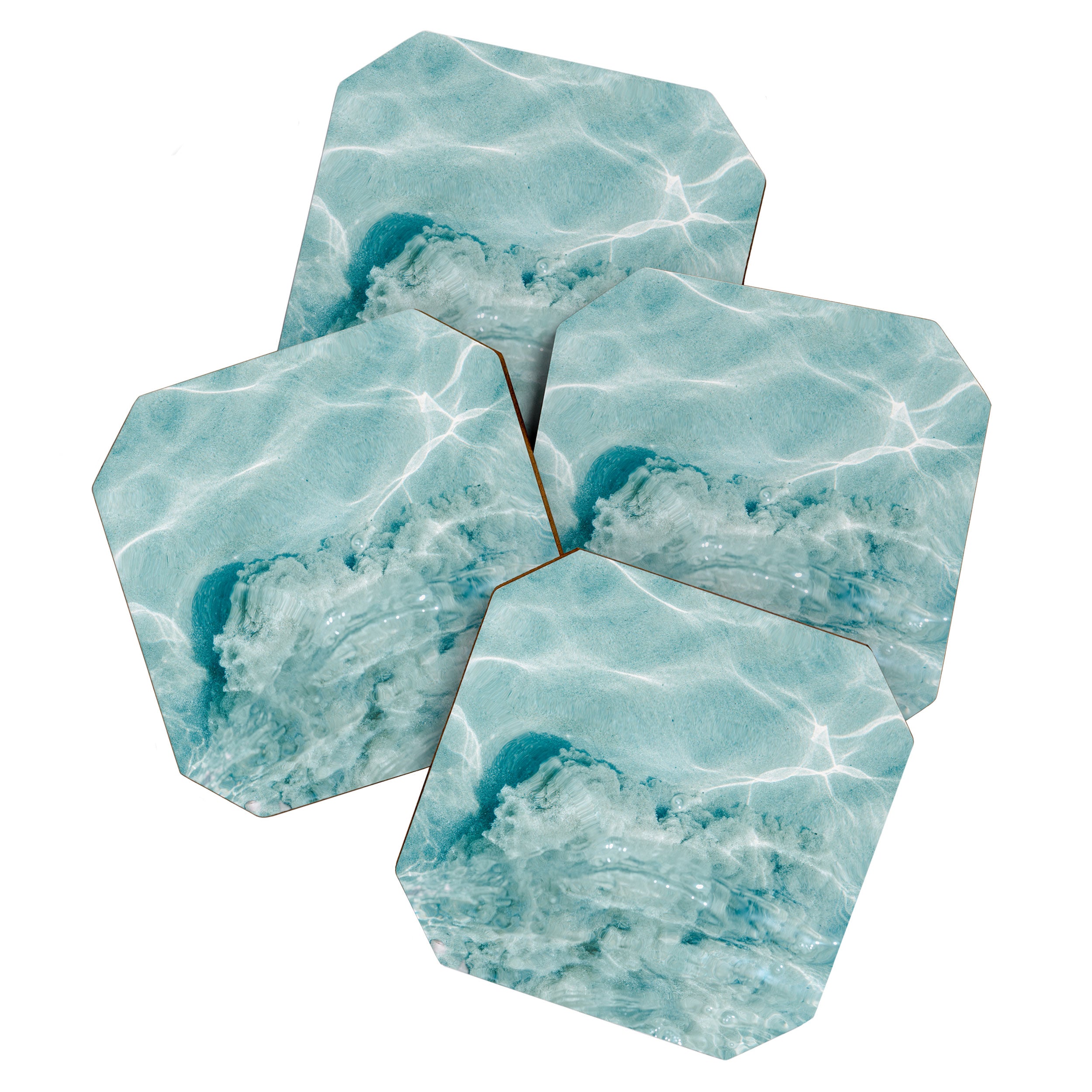 Clear blue water | Colorful ocean photography print | Turquoise sea | Square  Coaster Gallery Image 1