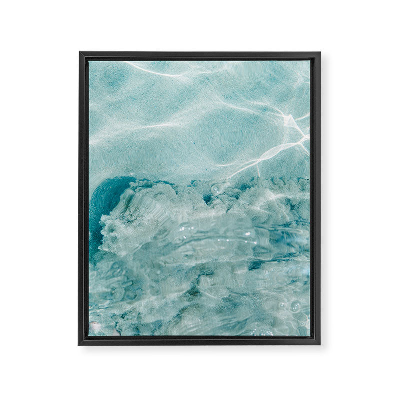 Clear blue water | Colorful ocean photography print | Turquoise sea | Square  Framed Canvas Print Gallery Image 8