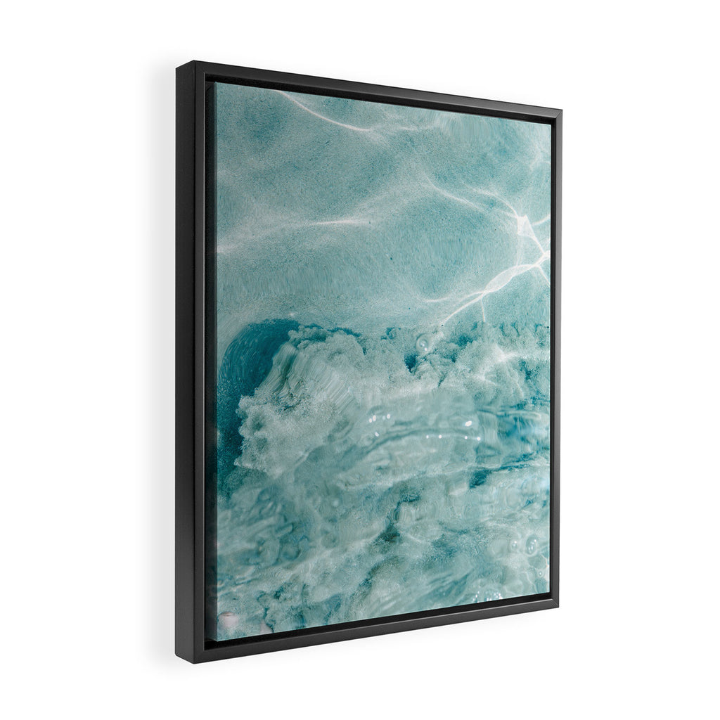 Clear blue water | Colorful ocean photography print | Turquoise sea | Square  Framed Canvas Print Gallery Image 2