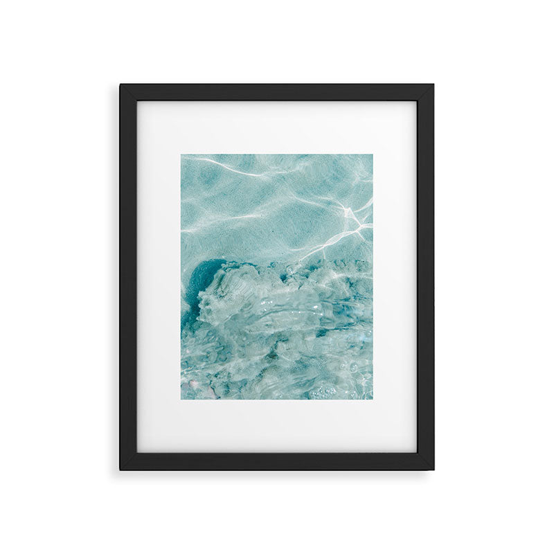 Clear blue water | Colorful ocean photography print | Turquoise sea | Square  Framed Art Print Gallery Image 4