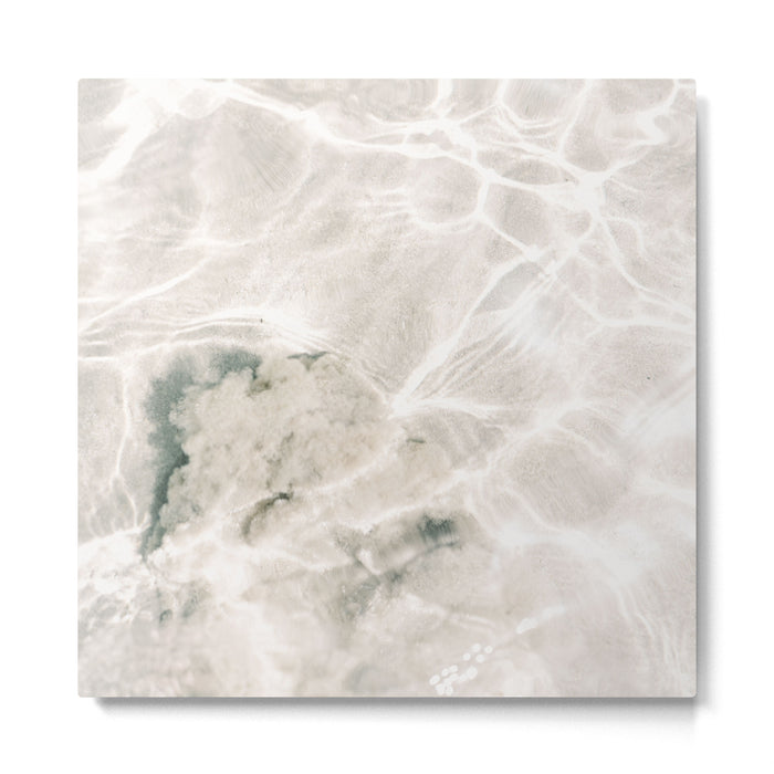 Clear water | beach fine art photography | sea wave and sand | Square Metal Print Gallery Image 1