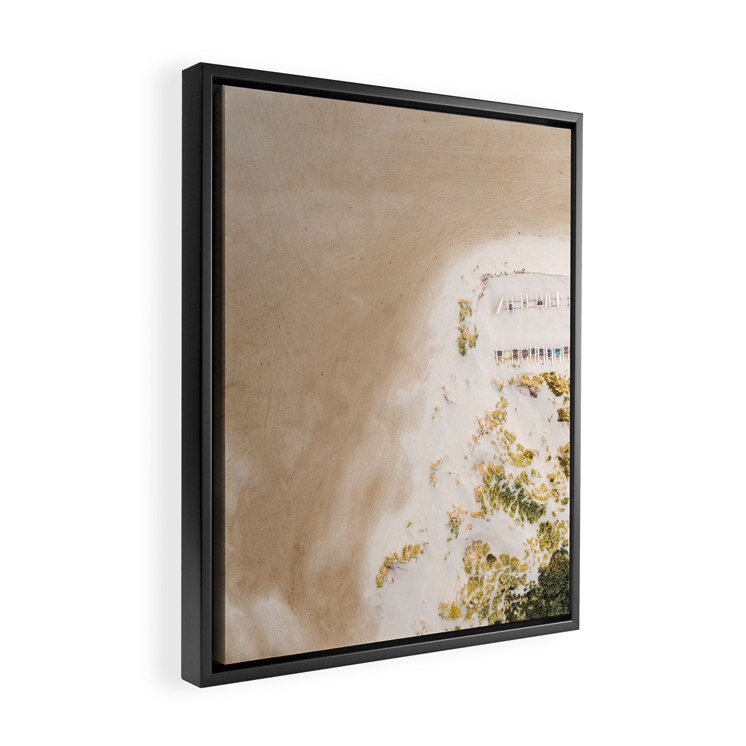 Coastal Drone photography print of the beach and some boats | Wanderlust aerial photography art Framed Canvas Print Gallery Image 2