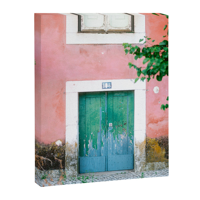 Colorful door in Lisbon Portugal | Fine art travel photography print Canvas Print Gallery Image 1