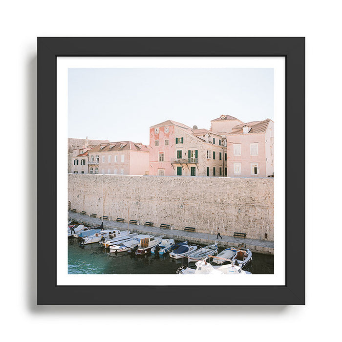 Dubrovnik Walls | Pastel travel photography Croatia | Wanderlust vibes print | Square Framed Art Print Gallery Image 1