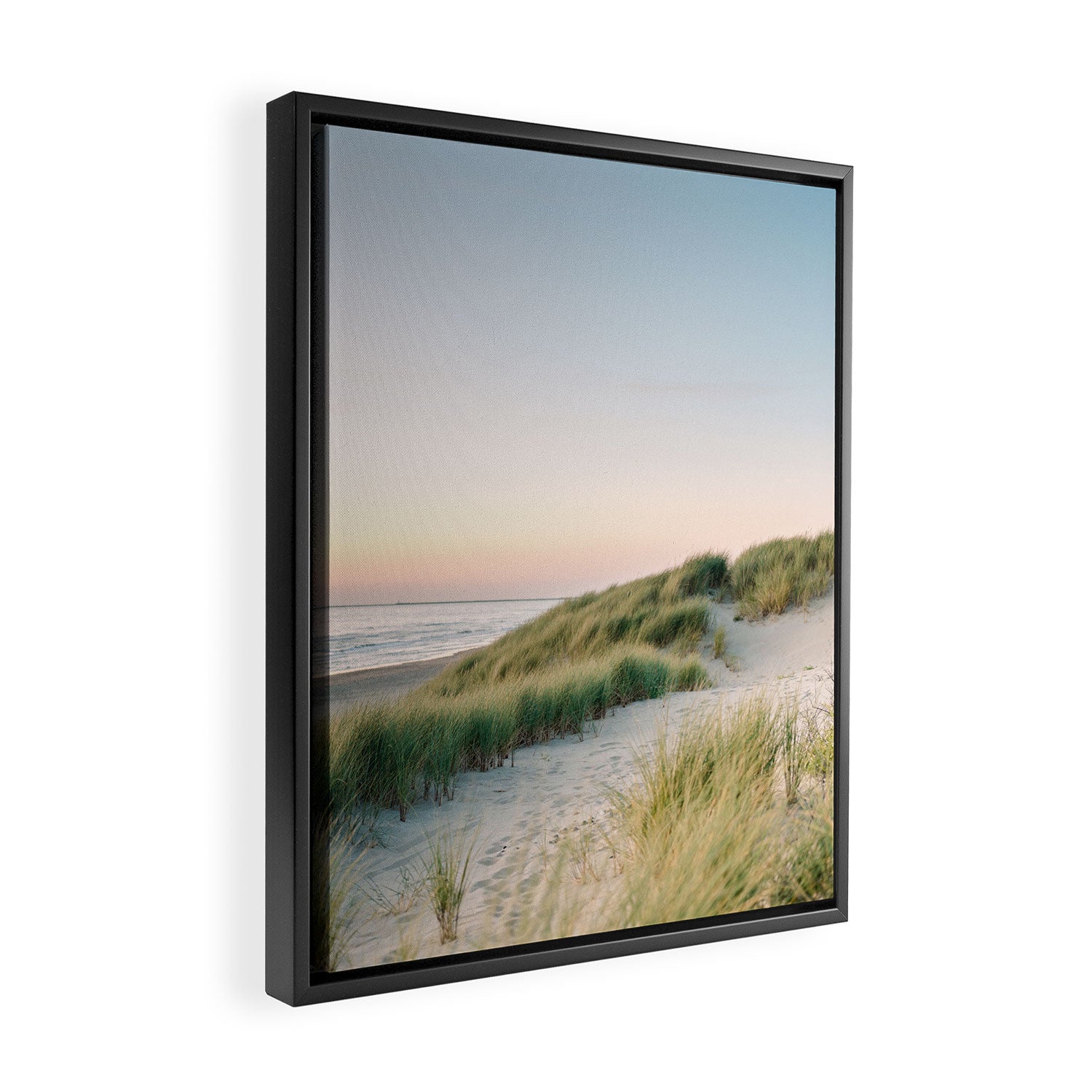 Dunes of Holland | Sunset travel photography | Pastel fine art beach print Framed Canvas Print Gallery Image 2