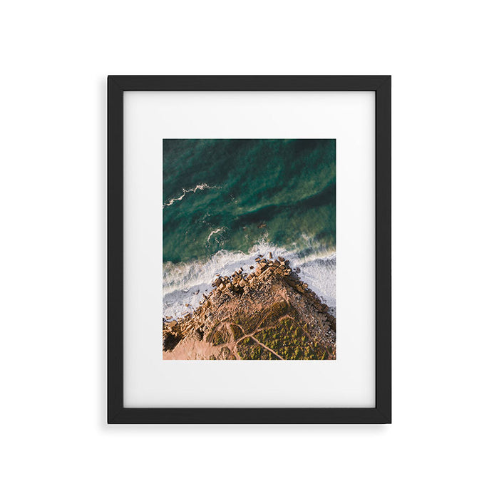 Ericeira from above | Coastal ocean drone photography print | Travel wall art Portugal Framed Art Print Gallery Image 1