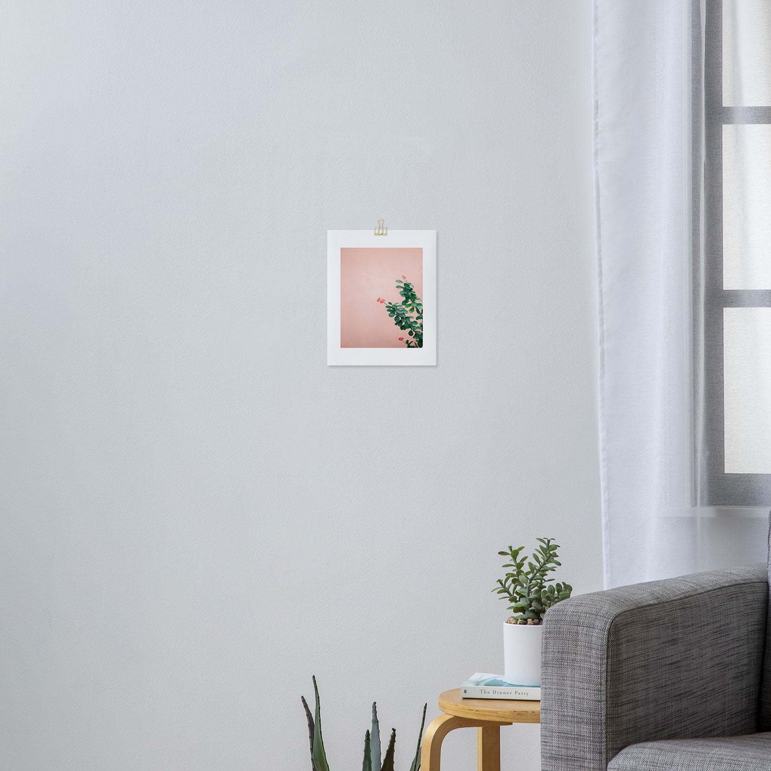 Floral photography print | Green on coral | Botanical photo art Art Print Gallery Image 3