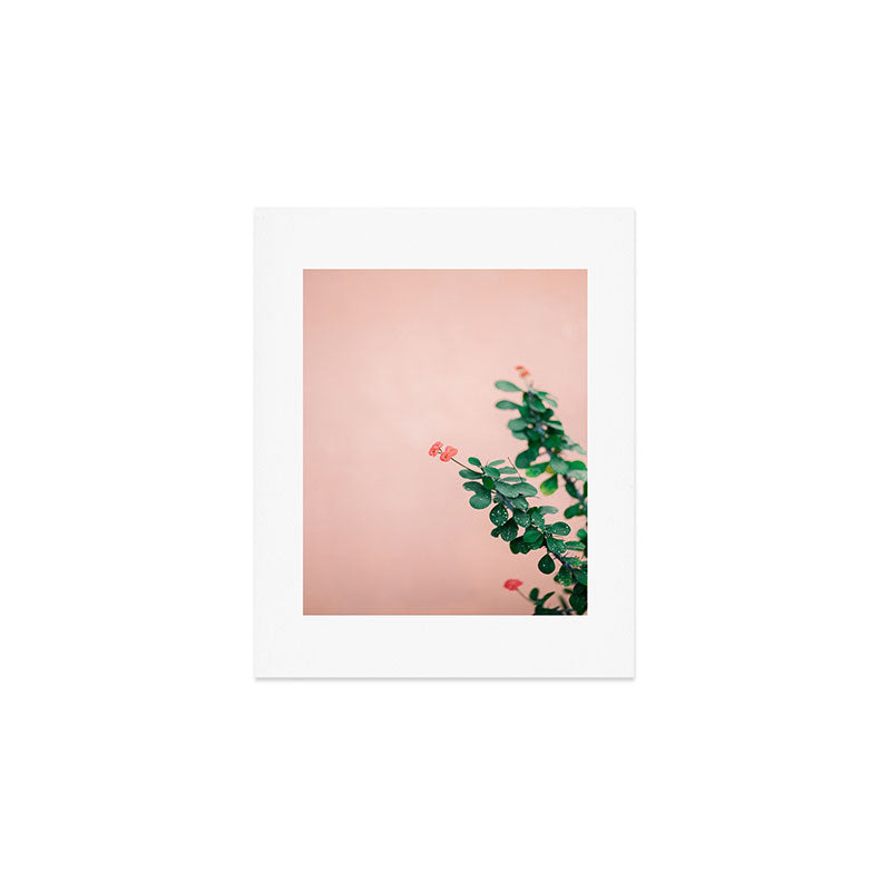 Floral photography print | Green on coral | Botanical photo art Art Print Gallery Image 1
