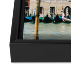 Gondola in the canals of Venice, Italy | Pastel colorful travel photography in Europe Framed Canvas Print Gallery Image 3