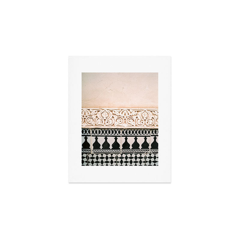Graphic tile pattern | Moroccan Arabic tiles in earth tones. | Pastel film marrakech photography Art Print Gallery Image 1