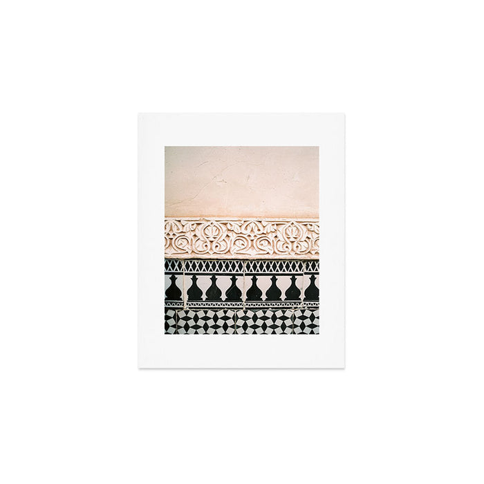 Graphic tile pattern | Moroccan Arabic tiles in earth tones. | Pastel film marrakech photography Art Print Gallery Image 1