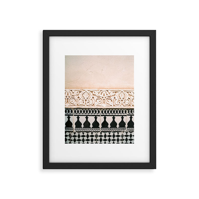 Graphic tile pattern | Moroccan Arabic tiles in earth tones. | Pastel film marrakech photography Framed Art Print Gallery Image 5