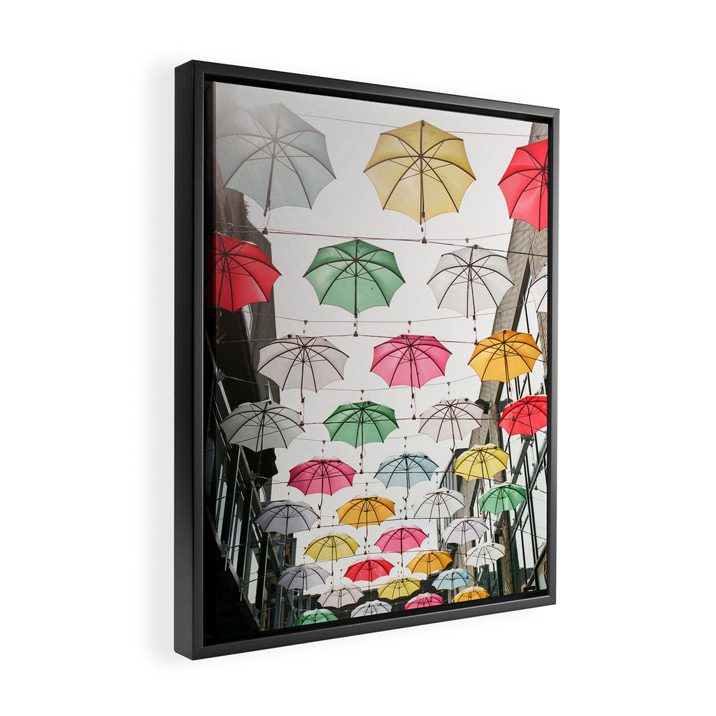 Ireland Dublin | Colorful street photography | Umbrella's Framed Canvas Print Gallery Image 2