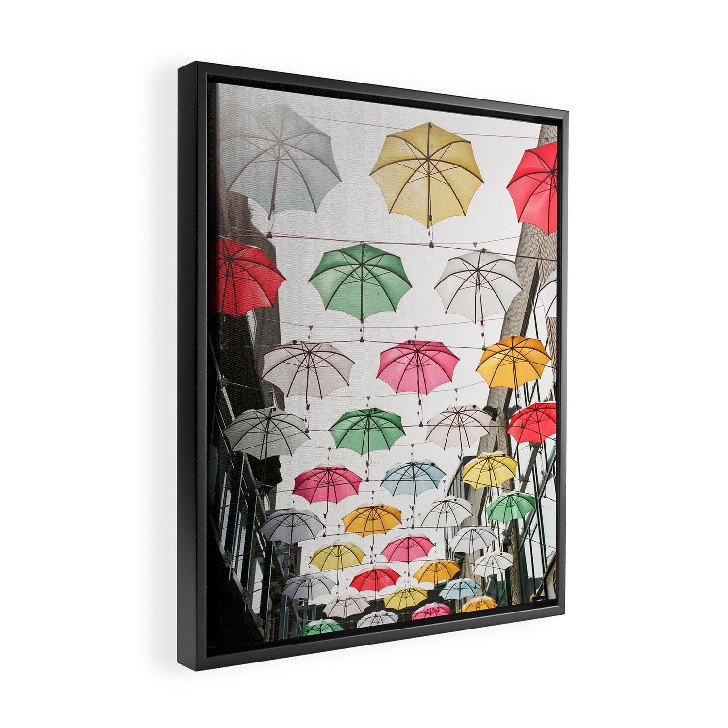 Ireland Dublin | Colorful street photography | Umbrella's Framed Canvas Print Gallery Image 2