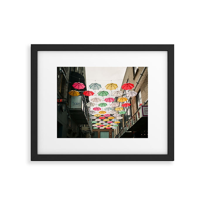 Ireland Dublin | Colorful street photography | Umbrella's Framed Art Print Gallery Image 1