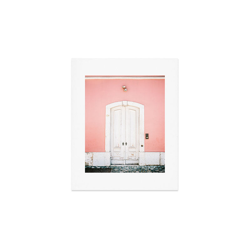 Lisbon Door | Pink on white fine art travel photography print | Portugal Europe Art Print Gallery Image 1