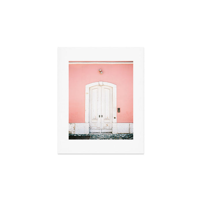 Lisbon Door | Pink on white fine art travel photography print | Portugal Europe Art Print Gallery Image 1