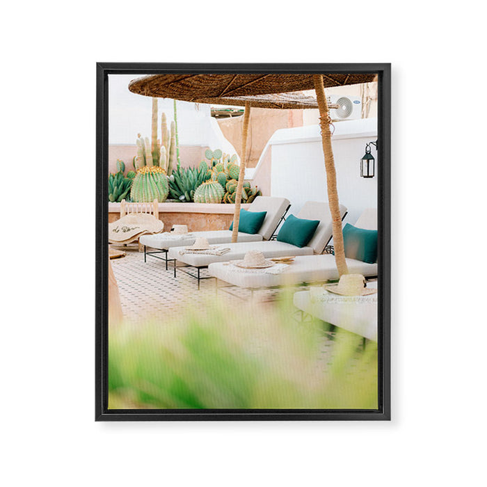 Marrakech Rooftop Retreat | Morocco Travel Photography Framed Canvas Print Gallery Image 1