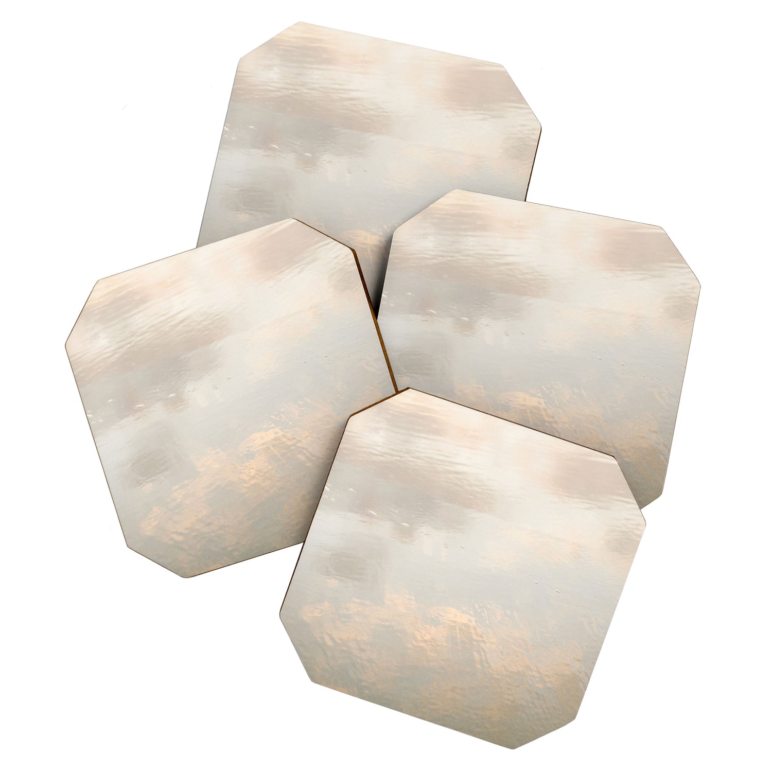 Mirror in the sand | Clouds mirrored on the beach during sunrise | New zealand photo art Coaster Gallery Image 1
