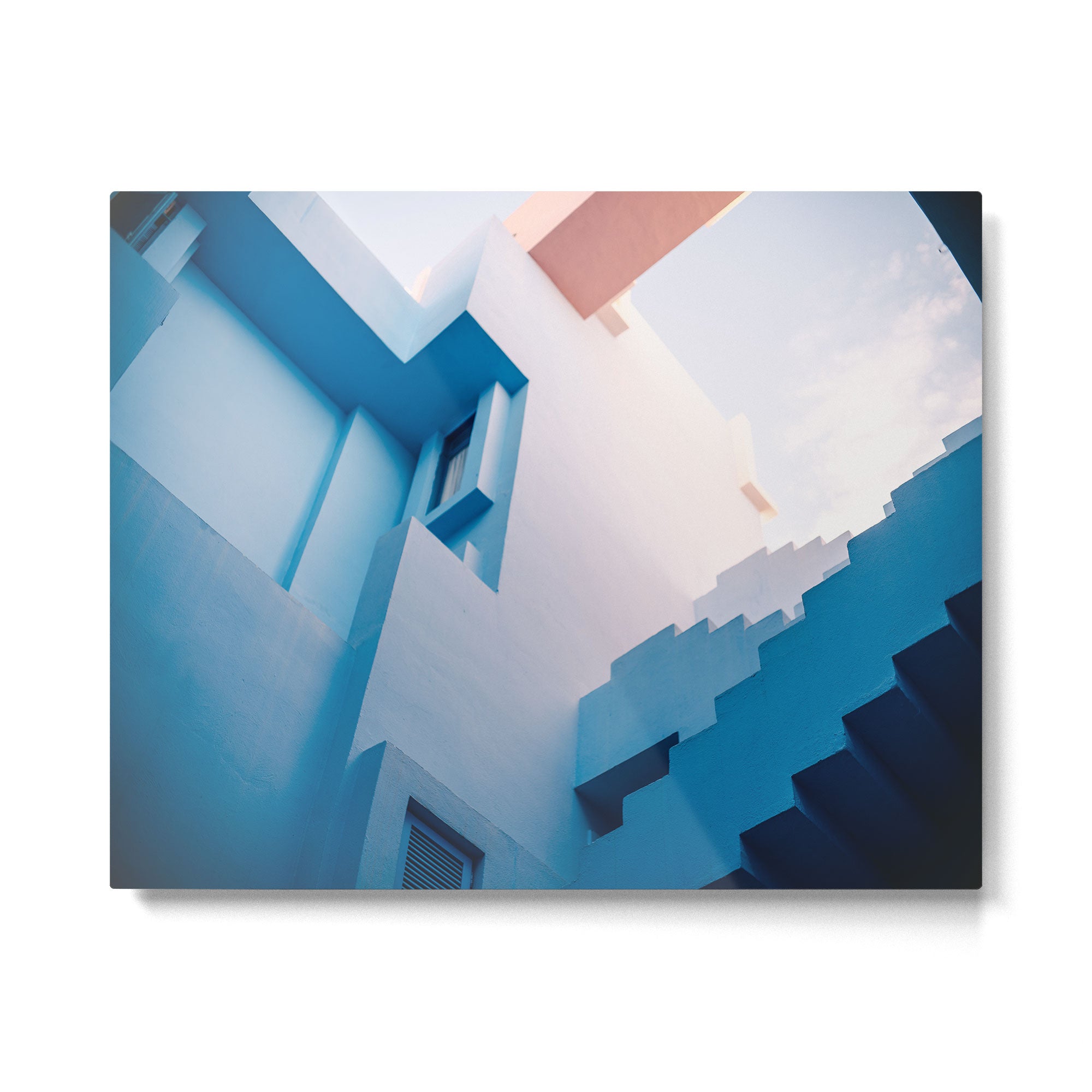 Muralla Roja blue and pink geometric walls Metal Print Gallery Image 4