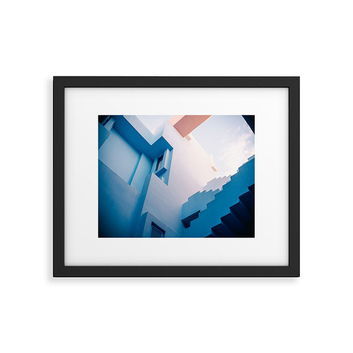 Muralla Roja blue and pink geometric walls Framed Art Print Gallery Image 1