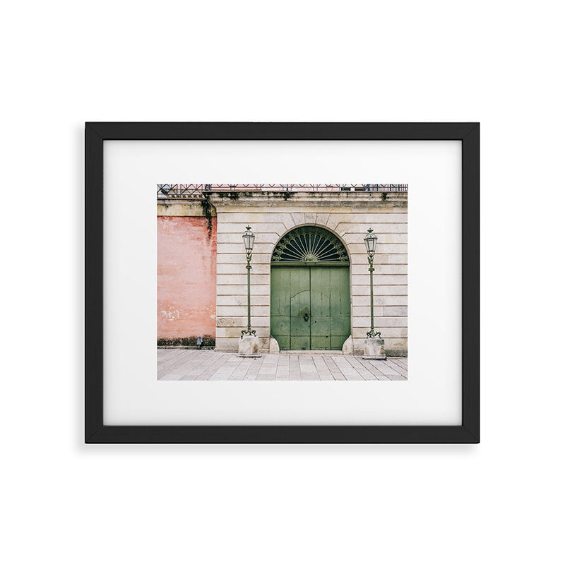 Old wooden green doors in Italy | Wanderlust travel photography art Framed Art Print Gallery Image 5