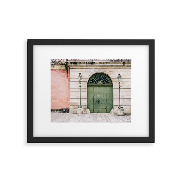 Old wooden green doors in Italy | Wanderlust travel photography art Framed Art Print Gallery Image 1