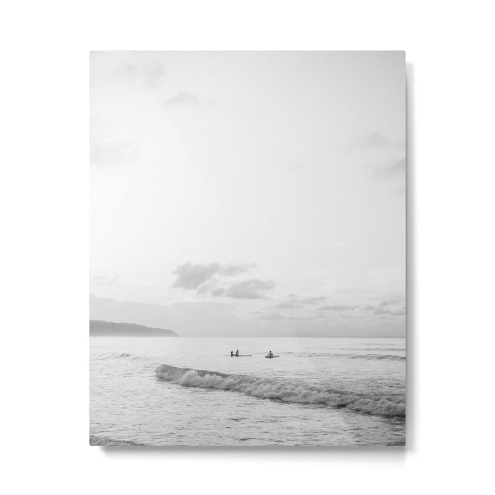 Once your board hits the water - Black and white surf travel photography print | Dominican republic Metal Print Gallery Image 1