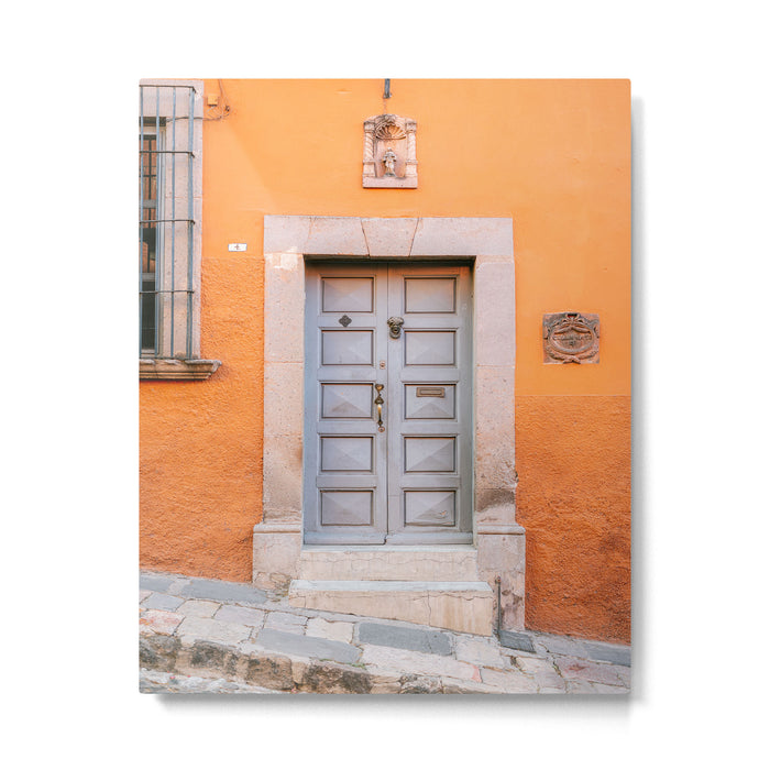 Orange and grey | The San Miguel de Allende Mexico door collection | Travel photography print Metal Print Gallery Image 1